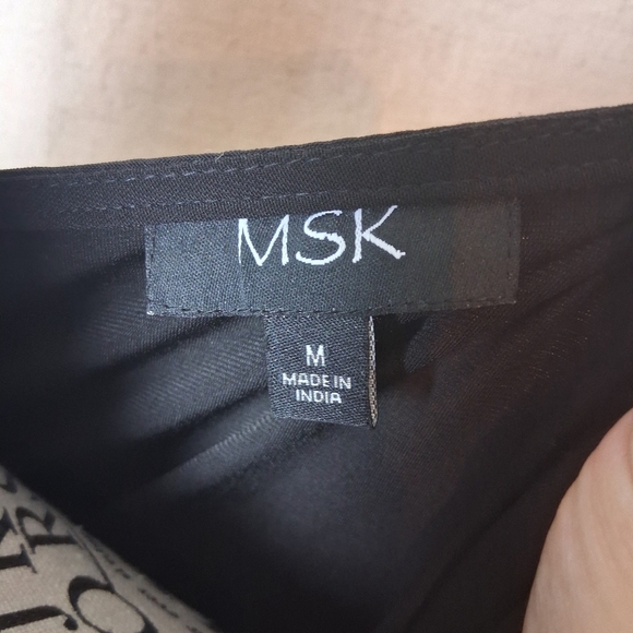 MSK Black and Tan Color Block Asymmetric Tank Tunic Dress Medium NWT - Picture 3 of 5